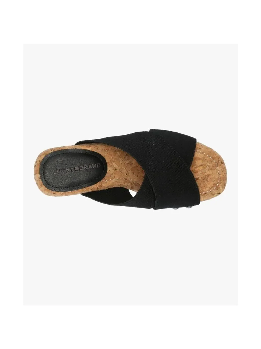 Lucky Brand Studded Criss-cross Cork Platform Wedge Slip On Sandals - 10 M BLACK